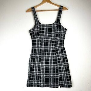 Stitch & Pine Plaid Stretch Empire Waist Jumper Mini Dress Preppy Academia